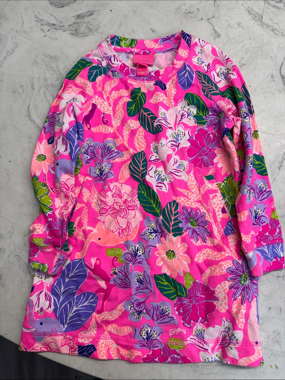Lilly Pulitzer Girls Pink Isle Mini Beach Comber long sleeve dress